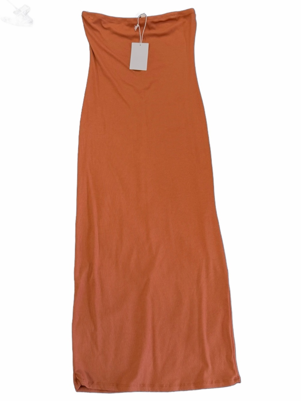 SYM by See You Monday Ribbed Strapless Tube Maxi Dress Burnt Orange L NWT